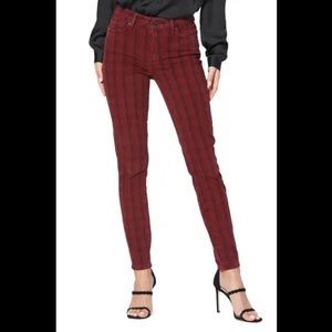 Paige Red Plaid Tartan Hoxton Skinny Jeans